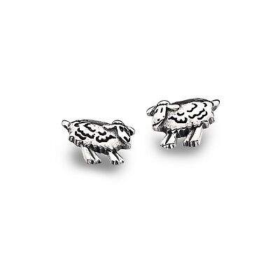 Cut Sheep Stud Earrings Sterling Silver 925 Hallmarked Studs