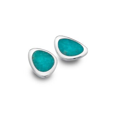 Real Turquoise Stud Earrings Sterling Silver 925 Hallmarked Studs
