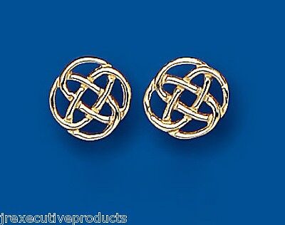 Yellow Gold Celtic Stud Earrings Solid 9 Carat 10mm Studs British Made