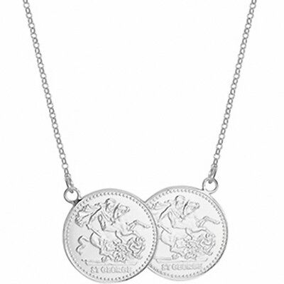 Sovereign Necklace Solid Sterling Silver Ladies Pendant 17 "