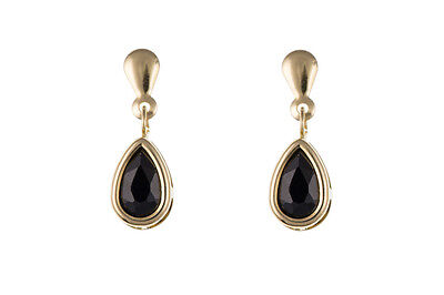 Sapphire Pendant and Drop Earrings Set Solid Yellow Gold Hallmarked