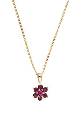 Gold Ruby Pendant and Earrings Set Cluster Solid Yellow Gold Hallmarked
