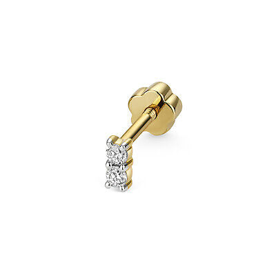 Diamond Two Stone Cartilage Stud Ear Yellow Gold Premium Diamond 0.05ct