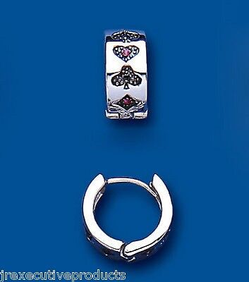 Men's Huggie Hoop Earring Pack of Cards Solid Sterling Silver Gents Creole