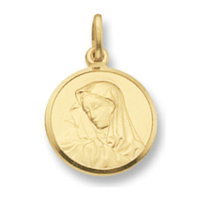 Yellow Gold Madonna Pendant 17mm Hallmarked British Made