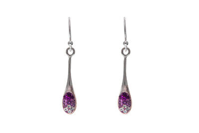 Purple Crystal Earrings Silver Drops 925 Hallmark Drop