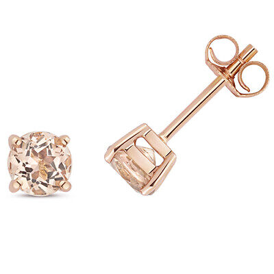 Morganite Pendant and Earrings Set Classic Solitaire 9ct Rose Gold Hallmarked