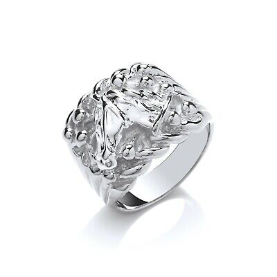 Sterling Silver Gents Horse Head Keeper Ring Gents Fully Hallmarked
