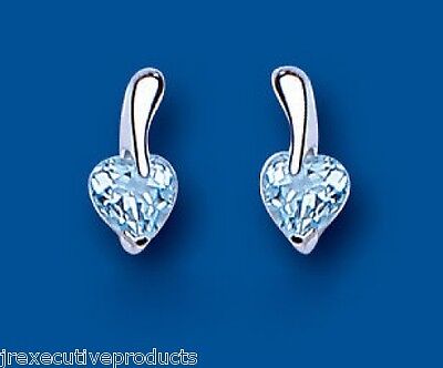 Blue Topaz Silver Earrings Stud Studs Natural Stone 925 Hallmark British Made