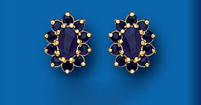 9ct Gold Sapphire Stud Earrings Yellow Gold September Birthstone Hallmarked
