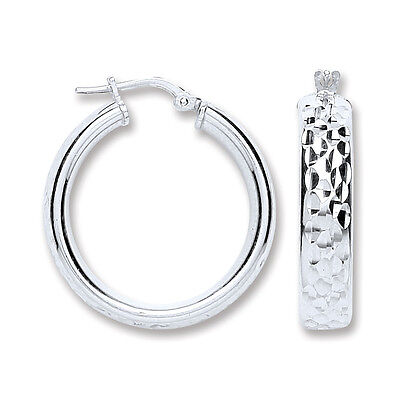 Hoop Earrings Wedding Band Hoops Creole Sterling Silver Rhodium Plated