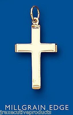 Gold Cross Yellow Gold Cross Pendant Millgrain Edge