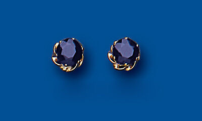 9ct Gold Sapphire Stud Earrings 6mm Yellow Gold September Birthstone Hallmarked