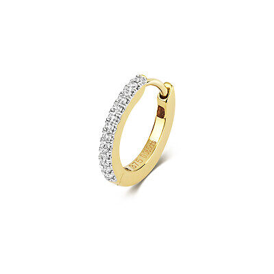Diamond Cartilage Hoop Huggie Yellow Gold Premium Diamond 0.06ctw