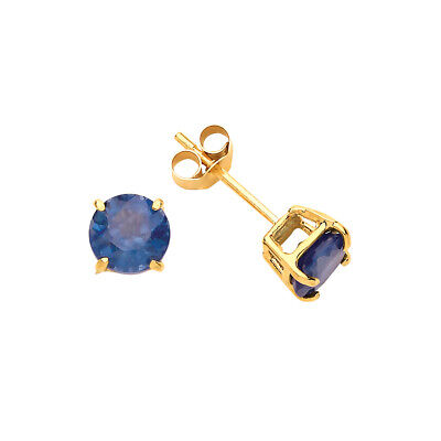 9ct Gold Kanchan Sapphire Earrings Yellow Gold September Birthstone Hallmark