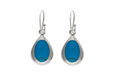 Turquoise Set Solid Sterling Silver Pendant and Drop Earrings Natural Stone