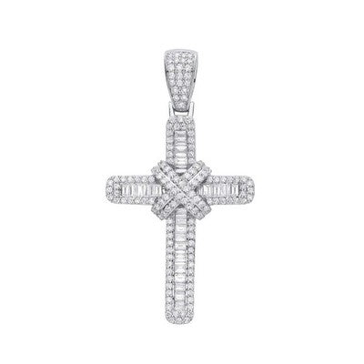 Real Diamond Cross Pendant 18ct White Gold 18" Chain 2 Carat of Premium Diamonds