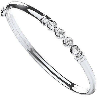 Solid Silver Baby Bangle Gemstone Little Girl Christening 925 Hallmark British