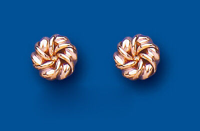 Rose Gold Knot Stud Earrings 8mm 9 Carat 375 Hallmark British Made