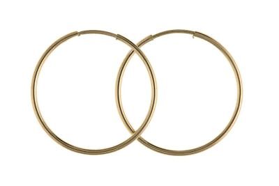 Gold Sleeper Hoop Earrings Medium Weight Plain Yellow Gold 15mm, 18mm & 22mm