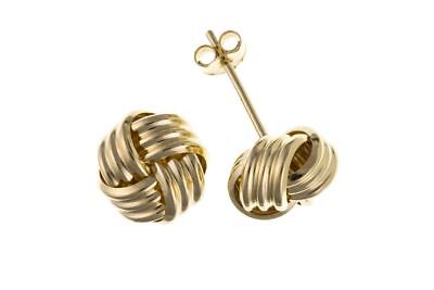 Yellow Gold Knot Stud Earrings Solid 9 Carat Studs 6mm British Made