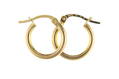 Hoop Earrings Creole Yellow Gold Plain 14mm Hallmarked