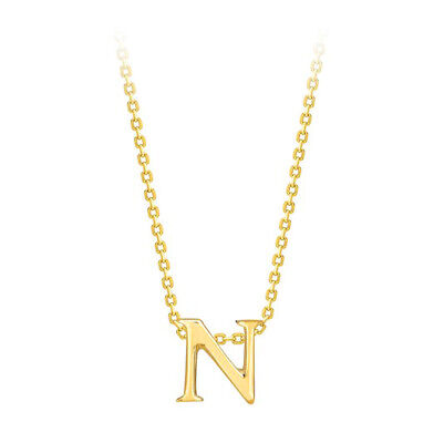 Capital N Initial Pendant 9ct Yellow Gold Ladies Complete With Gold Chain