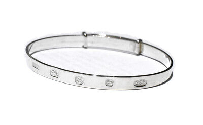 Solid Silver Child's Bangle 7 - 13 Years Hallmark Design Adjustable
