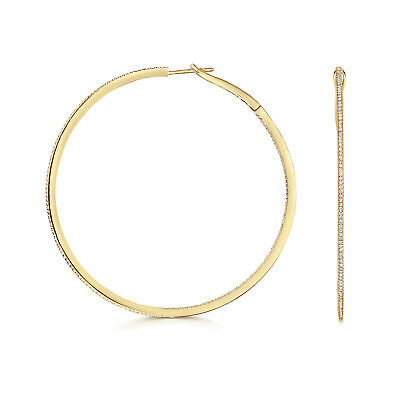 Diamond Hoop Earrings Yellow Gold 0.87ctw Diamonds 53mm