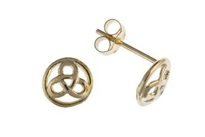 Yellow Gold Celtic Stud Earrings 7mm Round Studs Solid 9 Carat British Made