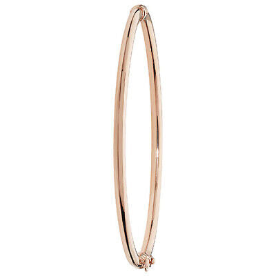 Ladies Rose Gold Bangle Plain Hinged British Made & Hallmarked Womens Bracelet