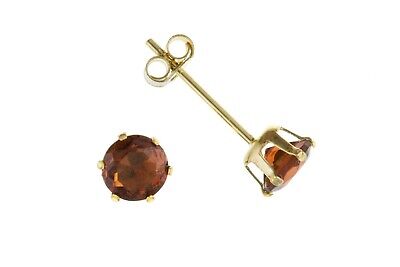 9ct Gold Garnet Stud Earrings 4mm Solitaire Yellow Gold January Birthstone