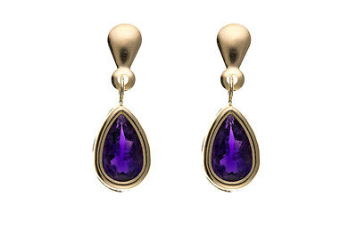 Amethyst Pendant and Earrings Set Solid Yellow Gold Hallmarked Drop Earrings