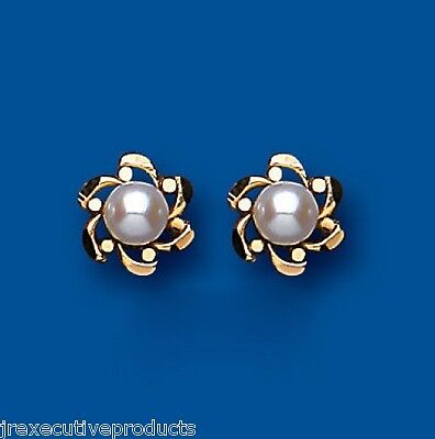 9ct Gold Pearl Flower Stud Earrings Freshwater Studs Wedding Bridal Jewellery