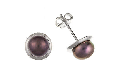 Grey Pearl Earrings Stud Sterling Silver Studs