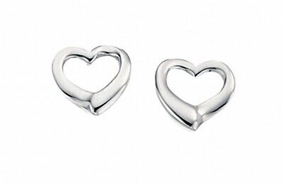 Silver Open Heart Earrings 925 Hallmark Stud Ladies Studs