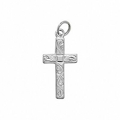 Engraved Cross Pendant Sterling Silver Cross 27 x 12mm