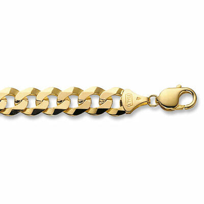 Yellow Gold Men's Curb Bracelet Gents 8" Flat Bevelled 21 Grams Full Hallmark