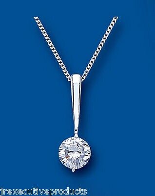 Sterling Silver Solitaire Pendant 925 Hallmark 18" Chain