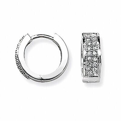 Men's Earrings Diamond Huggie Earrings 9 Carat White Gold Hoop Earrings 0.15ct