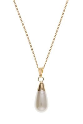 Yellow Gold Pearl Pendant Bomb Shape Necklace 18" Chain Hallmarked British Made