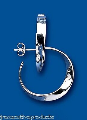 Silver Hoop Earrings 24mm Twist Sterling Silver