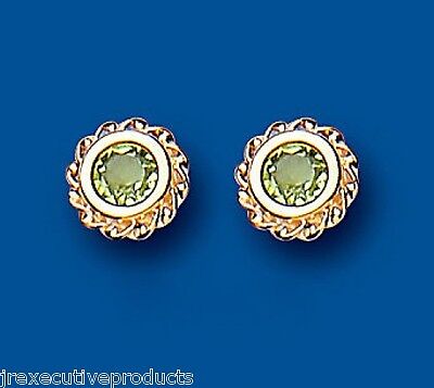 9ct Gold Peridot Stud Earrings Yellow Gold Solitaire August Birthstone Hallmark
