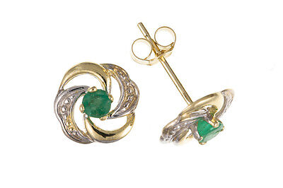 Emerald Pendant and Earring Set Solid Yellow Gold Hallmarked Stud Earrings