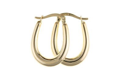 Hoop Earrings Yellow Gold Oval Hoops Creole 20 x 14mm hallmarked