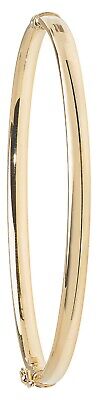 Ladies Yellow Gold Bangle Plain Hinged British Made & Hallmarked Womens Bracelet