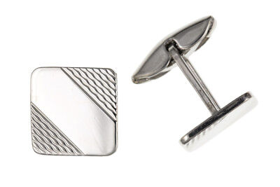 Cufflinks Engine Turned Solid Sterling Silver
