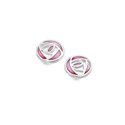Mackintosh Pink Rose Stud Earrings Mother of Pearl 925 Sterling Silver Studs
