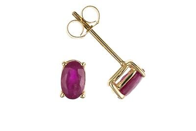 9ct Gold Ruby Stud Earrings Yellow Gold Solitaire July Birthstone Hallmark