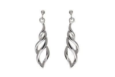 Solid Silver Drop Earrings Twist Drops 925 Hallmark
